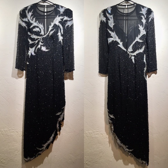 Vintage Hand Beaded Silk Dress - Picture 1 of 6